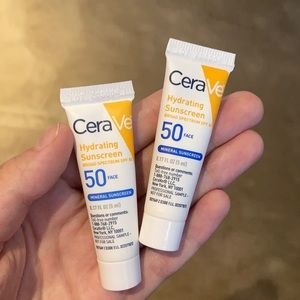 Two CeraVe sample size sunscreens
